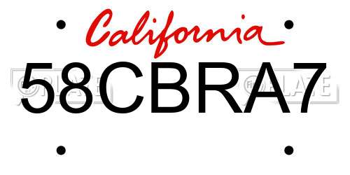 58CBRA7 California License Plate