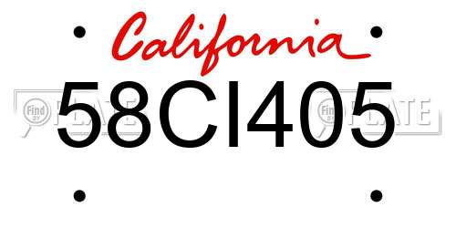 58CI405 California License Plate