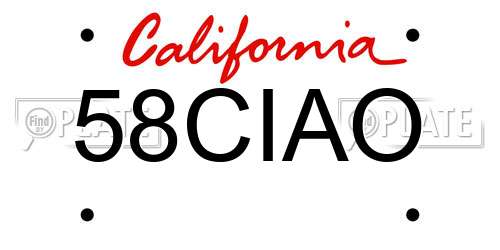 58CIAO California License Plate