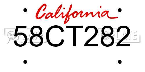 58CT282 California License Plate