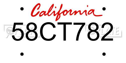 58CT782 California License Plate