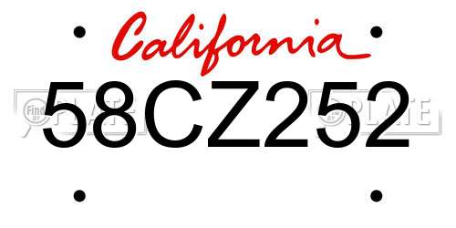 58CZ252 California License Plate