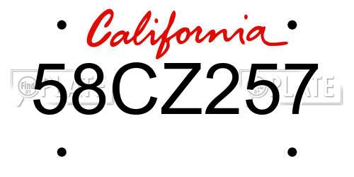 58CZ257 California License Plate