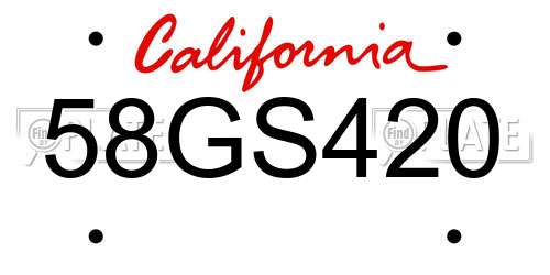 58GS420 California License Plate