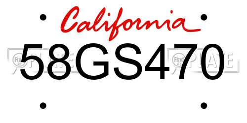 58GS470 California License Plate