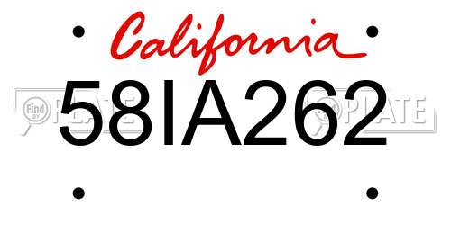 58IA262 California License Plate