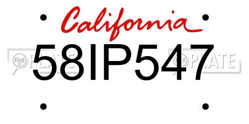 58IP547 California License Plate