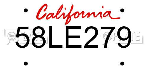 58LE279 California License Plate