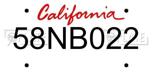 58NB022 California License Plate