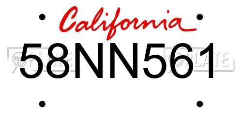 58NN561 California License Plate