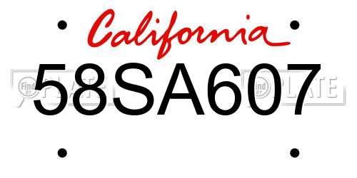 58SA607 California License Plate