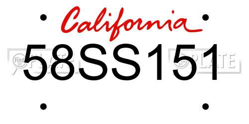 58SS151 California License Plate