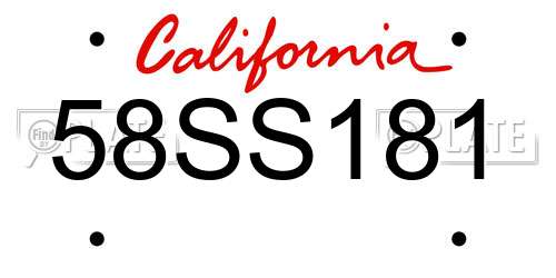 58SS181 California License Plate