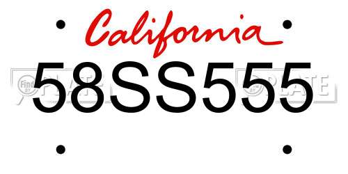 58SS555 California License Plate