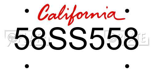 58SS558 California License Plate
