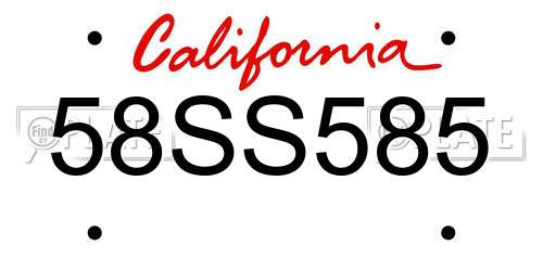 58SS585 California License Plate