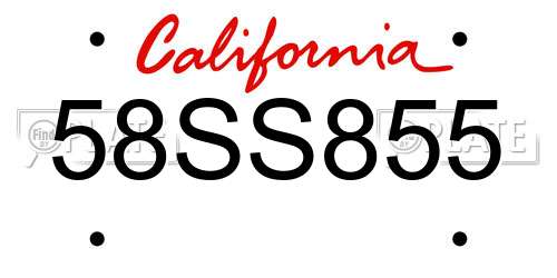 58SS855 California License Plate