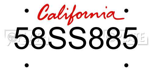 58SS885 California License Plate