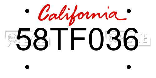 58TF036 California License Plate