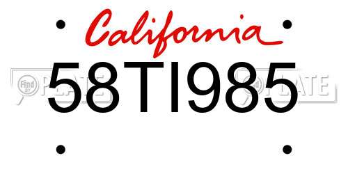58TI985 California License Plate