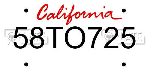 58TO725 California License Plate