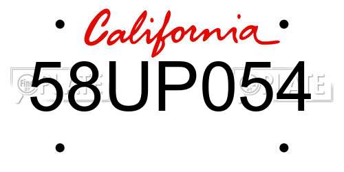 58UP054 California License Plate