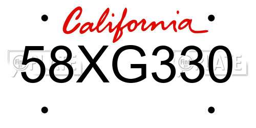 58XG330 California License Plate