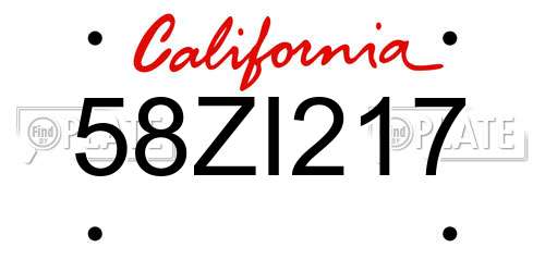 58ZI217 California License Plate