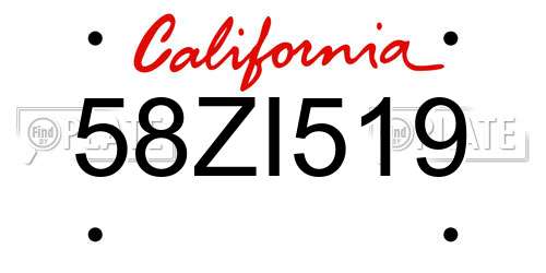 58ZI519 California License Plate