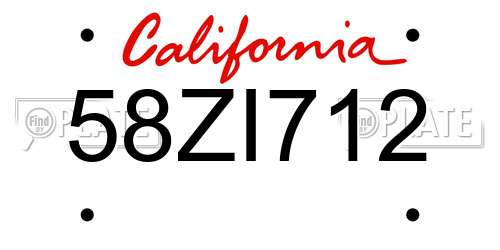 58ZI712 California License Plate