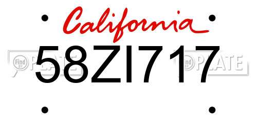 58ZI717 California License Plate
