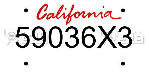 59036X3 California License Plate