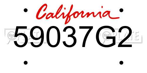 59037G2 California License Plate