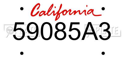 59085A3 California License Plate