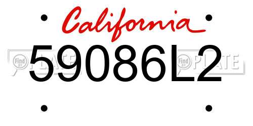 59086L2 California License Plate