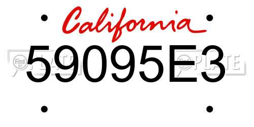 59095E3 California License Plate