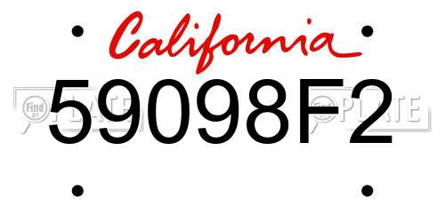 59098F2 California License Plate