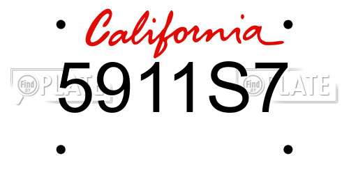 5911S7 California License Plate