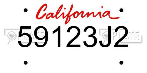 59123J2 California License Plate