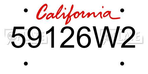 59126W2 California License Plate