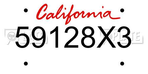 59128X3 California License Plate
