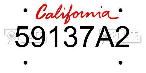 59137A2 California License Plate