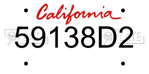59138D2 California License Plate
