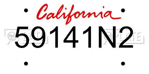 59141N2 California License Plate