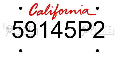 59145P2 California License Plate