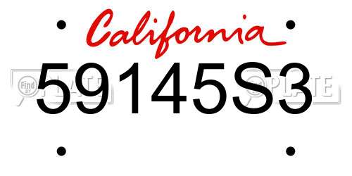 59145S3 California License Plate
