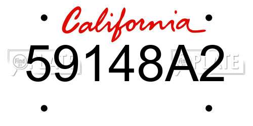 59148A2 California License Plate