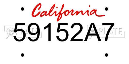 59152A7 California License Plate