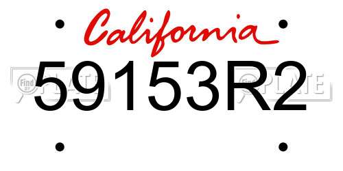 59153R2 California License Plate