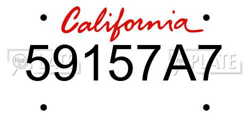 59157A7 California License Plate